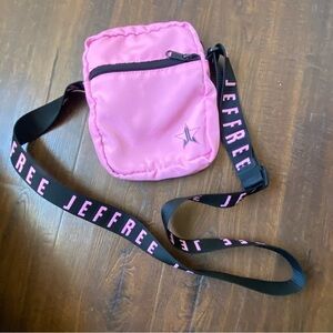 Jeffree Star Cosmetics Hot Pink Side Bag Crossbody Makeup Black Adjustable Strap